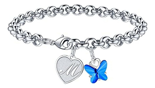 Iefwell Pulseras Con Inicial De Corazón Para Niñas, Pulseras