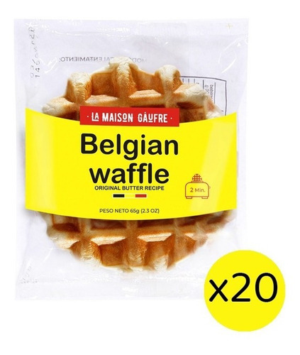 Imagen 1 de 6 de Waffle Belga Original X 65gr  Pack X20 Un - Dulce 1° Calidad