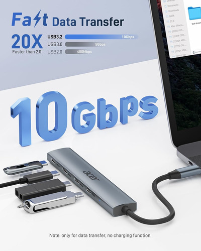 Acer Usb C Hub, 10gbps Type C Splitter With 4 Usbc 3.2 Po...