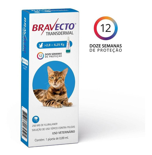 Antipulgas Bravecto Transdermal  250mg Gatos 2,8 A 6,25kg