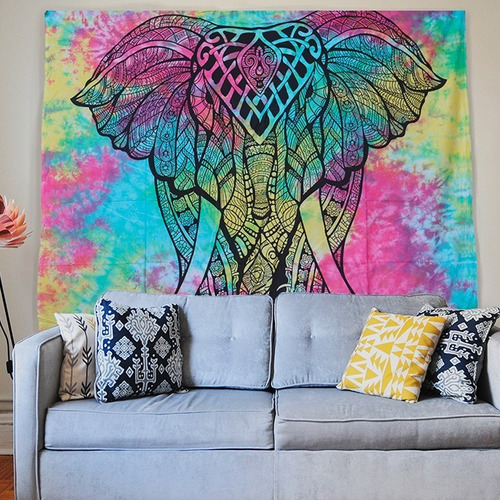 Tela Decorativa Elefante Grande Multicolor, Hecha En India