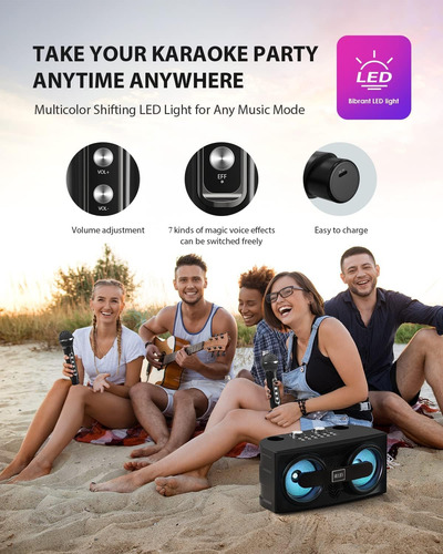 Máquina De Karaoke Con 2 Micrófonos Inalámbricos Uhf Para Ad