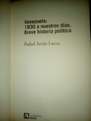 Rafael Arraiz Lucca Venezuela 1830 A Nuestros Días (Usado)