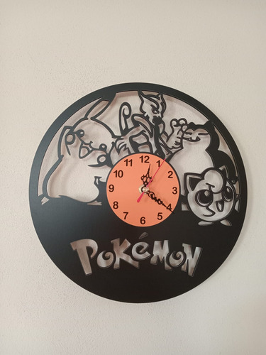 Reloj De Pokemon Artesanal Negro Naranja