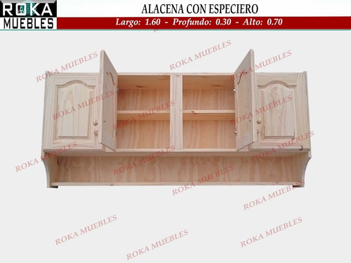 Imagen 2 de 6 de Alacena De 160 Pino Con O Sin Especiero Roka