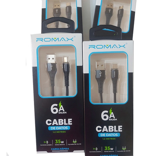 Cable De Datos Usb A Tipo C - Carga Rápida 6a - Negro