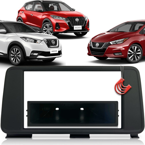 Moldura De Painel 2 Din Multimidia Dvd Mp5 Nissan Kicks 2017 2018 2019 Preto Soft  