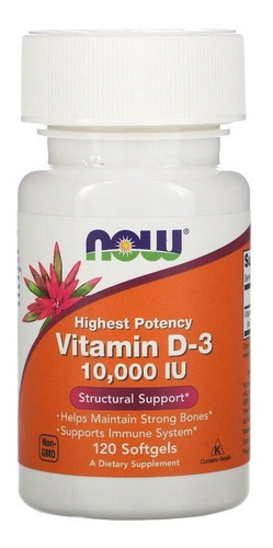 Now - Vitamina D-3, 10000 Ui, 120 Cápsulas