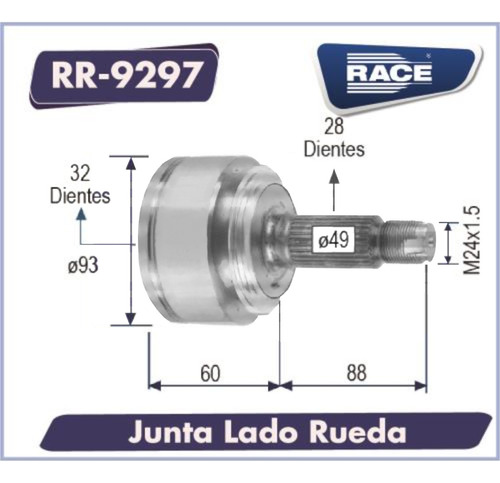 Junta Homocinetica P/ Honda Cr-v 02/06 2.40l 2354cc L4 Dohc