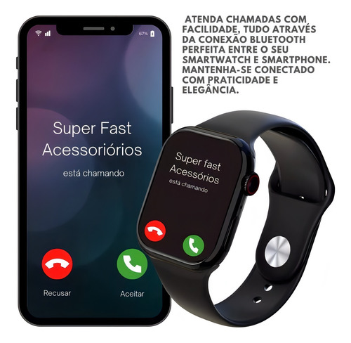 Relógio Smartwatch W10 Pro Série10 Chatgpt Gps Nfc Original Preto Mesh Preto Preto
