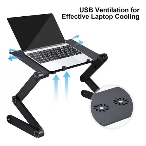 Mesa Para Cama Notebook Portátil T8 Plegable 2 Ventiladores