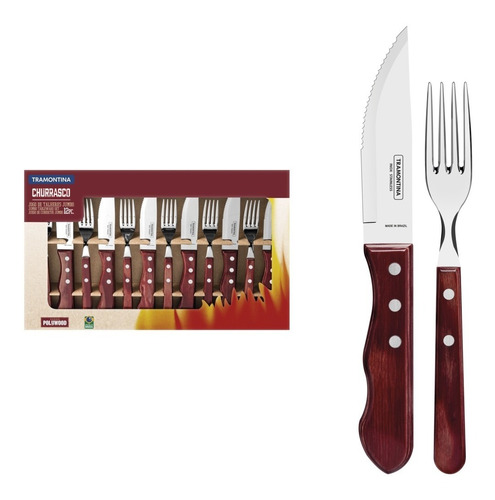 Juego Para Asado Jumbo Polywood Rojo 12 Piezas Tramontina LG