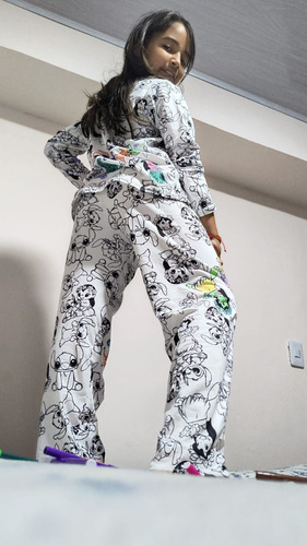 Pijama Niño Niña Para Pintar Colorear + Plumones Navidad Reg
