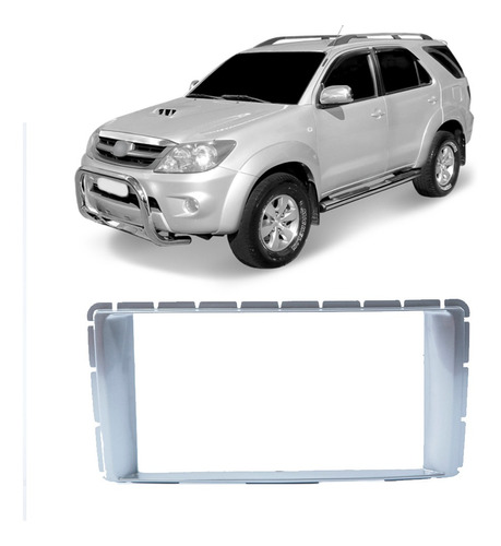 Moldura Painel Toyota Hilux Sw4 2012 A 2015 Prata Radio