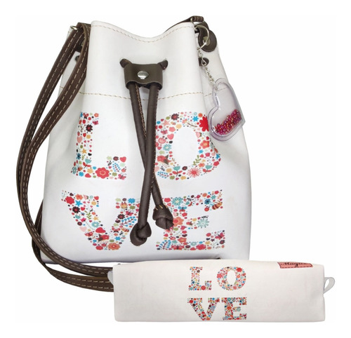 Kit Bolsa Infantil E Estojo Infantil Branco Love Magicc Bolsas