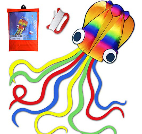 Cometa R2f Rainbow Soft Octopus De 14 Pies Para Niños Y Adul