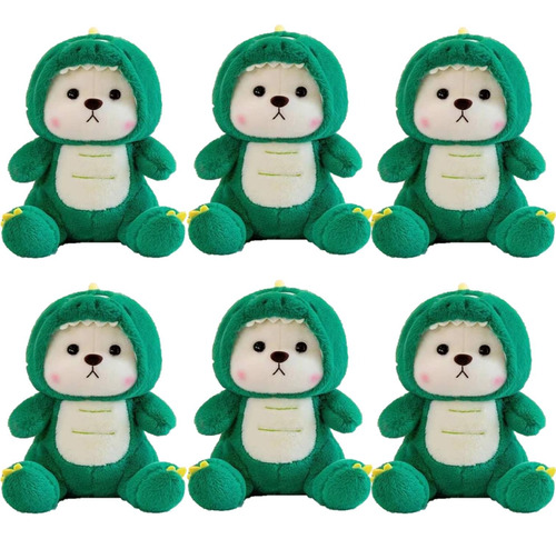 Peluche De Oso Con Pijama De Dinosaurio 40cm Kawaii 6pzs