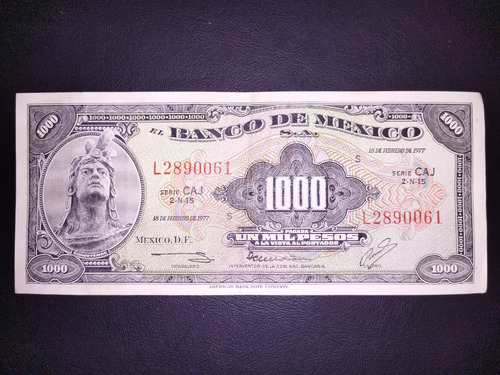 Billete De 1000 Pesos Emitido Por Abnc Cuauhtémoc, Circulado