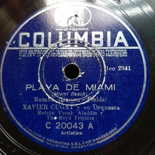 Pasta Xavier Cugat Y Su Orquesta Columbia 2341 36397 C7