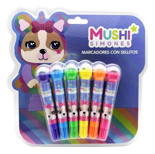 Marcadores Con Sellos Blow Pen Infantil 6 Colores 