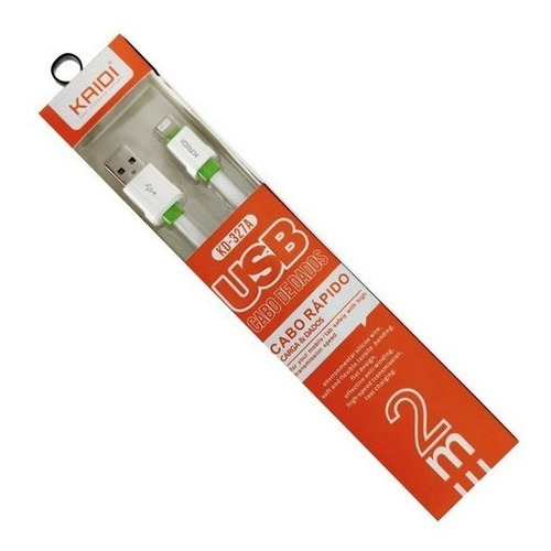 Cabo Usb Carregador 2 Metros Kaidi Para iPhone 8 Xr 11 12 13