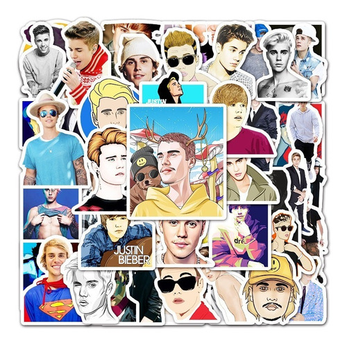 50 Stickers De Justin Bieber - Etiquetas Autoadhesivas