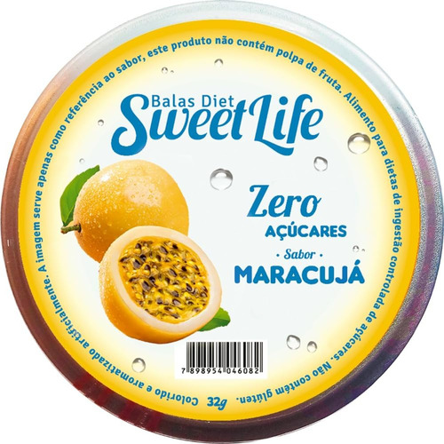 Bala Diet Maracujá Sweet Life 32g (display Com 6 Latas) Kit