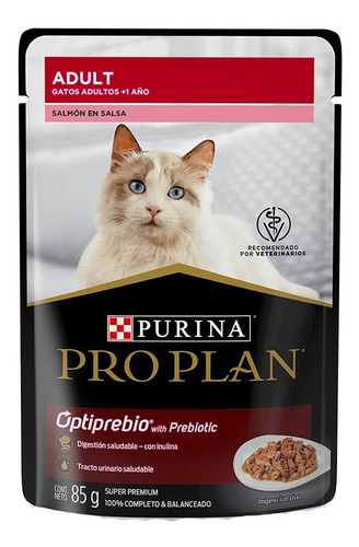 Alimento Pro Plan Adult Para Gato Adulto Salmón Sobre De 85g