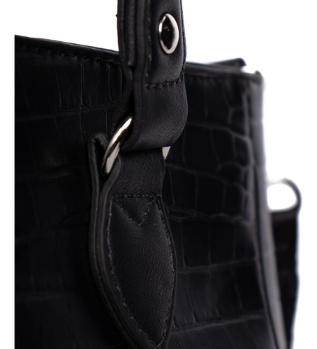 Bolsa Feminina Be Forever Tote Média Croco Preta Cor Preto