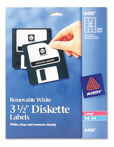 Avery Diskette Label  longitud 3.5   15 Color Blanco