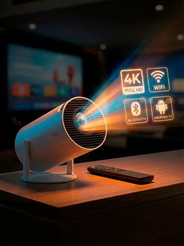 Mini Projetor Full Cam HY300 HD 3600lm LED Bluetooth Android 11 W...