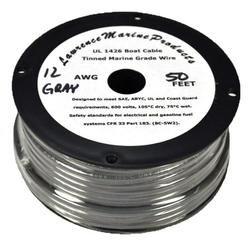 12 Awg Marine Primaria Estañado Gris 50 Pie