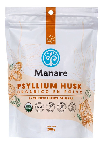 Psyllium Orgánico 200gr En Polvo - Husk Sin Gluten - Manare Sabor Sin sabor