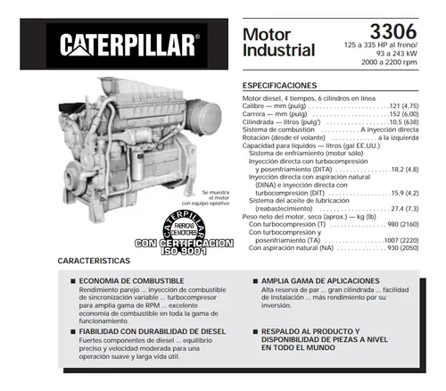 Motor Caterpillar 3306 Para Maquina Agriola Navios U Otro