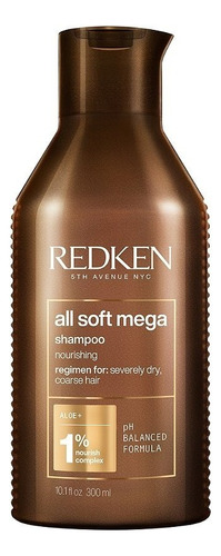  Redken Shampoo All Soft Mega, Para Cabellos Muy Secos, 300ml