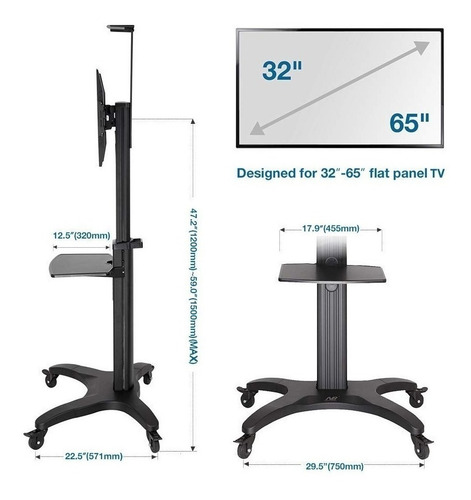 Imagen 4 de 8 de Soporte Tv Movil Premiun Nb Northbayou Avf1500 32a65 Negro