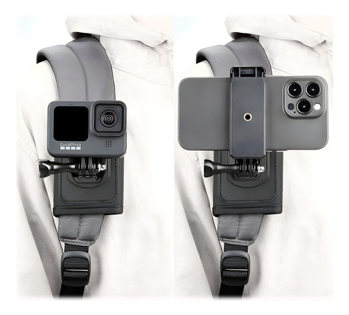Suporte Alça Mochila Ombro Compátivel Gopro E Celulares Kit