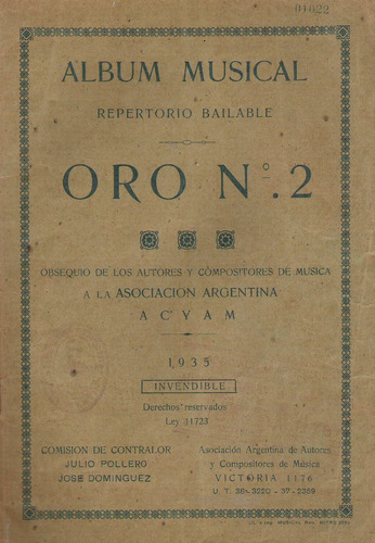 Repertorio Bailable  Oro Nº 2     1935