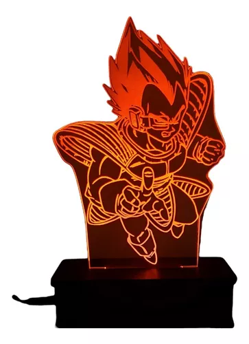 Luminária Led 3d, Vegeta, Dragon Ball Z, desenho, decoração, 16