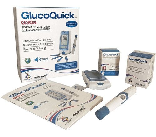 Combo Glucómetro Glucoquick G30a 50 Tirillas + 50 Lancetas