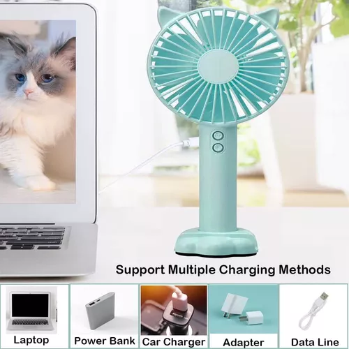  Mini ventilador de mano, pequeño ventilador potente, ventilador  portátil con orejas de gato, ventilador de mano de 3 niveles de carga USB, mini  ventilador USB portátil de mano para actividades al