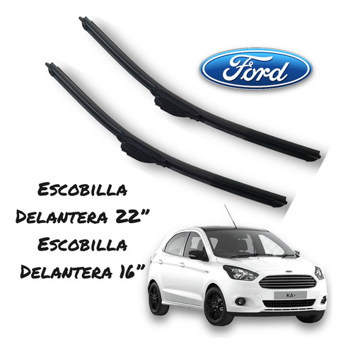 Kit 2 Escobillas Delanteras Flex Goma Ford Ka 2016 A 2022