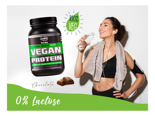1 Whey Vegano - Proteina Vegetal - 900g Chocolate Unilife