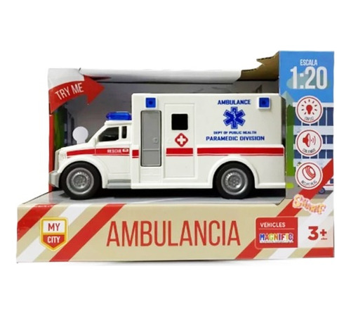 Auto Ambulancia Emergencia Con Luz Y Sonido Magnific 4001 C