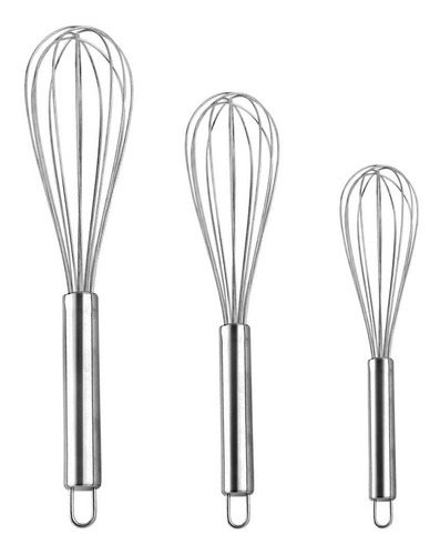 Set 3 Batidor Manual Cocina Acero Inoxidable Reposteria