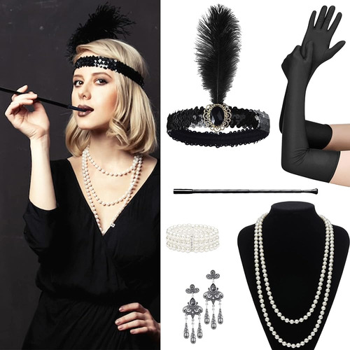 Izus 1920s Gatsby Flapper Accesorios Set Para Mujeres,vintag