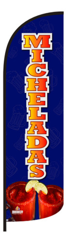Funda Para Bandera P. Micheladas Con Camarones(4x1) Michelada Con Camarones Azul