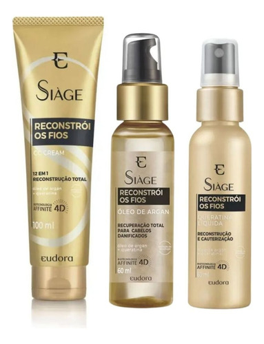 Kit Eudora Siàge Queratina Cc Cream Argan Reconstrói Fios