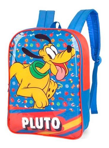 Mochila Escolar Infantil Luxcel Is35193 Pluto Cor Azul