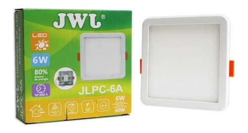 Plafon Led Ajustable Cuadrado Empotrar 6w Jwj Luz Calida 10p